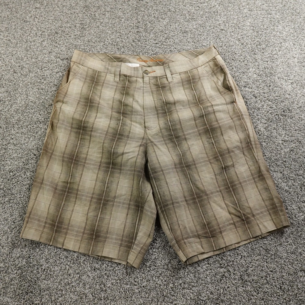 Tommy Bahama Shorts Mens 36 Brown Linen Silk Chino Golf Casual Flat Front Beach